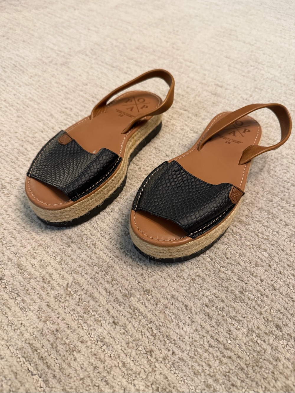 Popa leather platform menorcan sandals